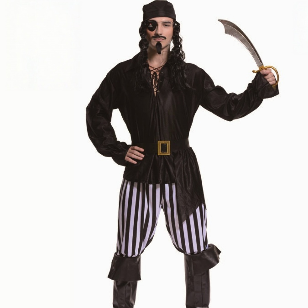 Adult Pirate Costume with Accessories for Men Halloween Role Playing Costume